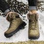 New Winter Men Boots Outdoor Hiking Shoes Leather Waterproof Plush Snow Boots High Quality Hiking Travel Sneakers Free Shipping