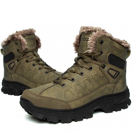 New Winter Men Boots Outdoor Hiking Shoes Leather Waterproof Plush Snow Boots High Quality Hiking Travel Sneakers Free Shipping