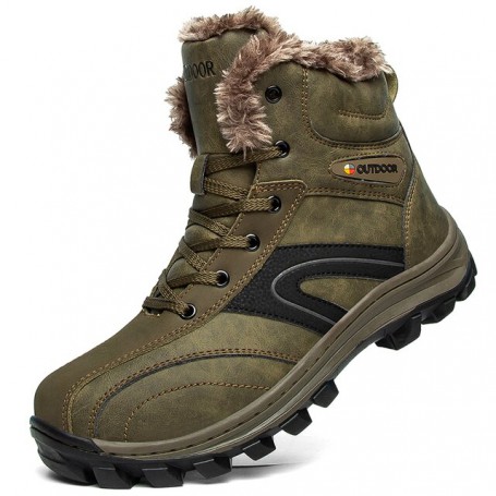 winter Ankle Hiking Shoes Men Leather Waterproof Hunting Fishing Boots Outdoor Snow Work Shoes Large Size 40-48 Size Men Sneaker