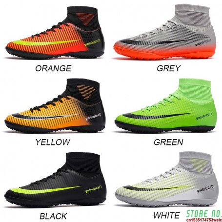 Football Boots Artificial Plants Soccer Shoe Society Cleats Man Soccer Guayos Boy Futsal High Top Sports Sneakers