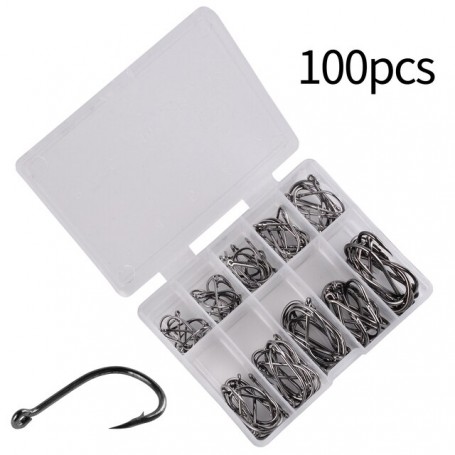 100Pcs/lot Sharp Barbed Fishing Hooks Set Carbon Steel Single Circle Fishing Hook Carp Hooks Fishing Accessories