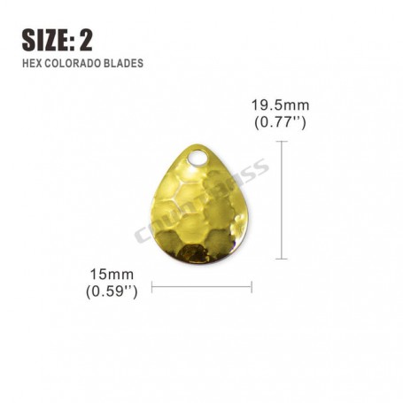 50pcs Size 2-5 Gold Plating Steel Colorado Spinner Blades Hex Pattern Premium Quality Tackle Craft