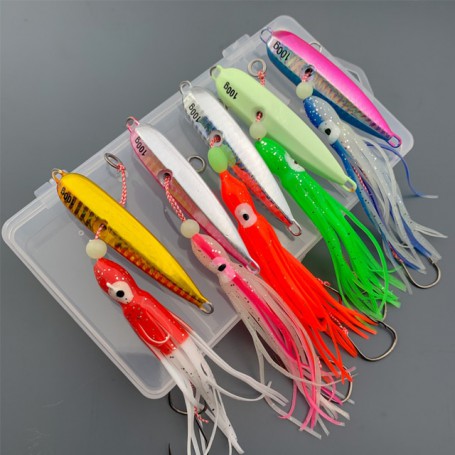 Inchiku Jigging Lures Sliding kabura 5pcs box 150g 120g 100g 80g 60g 40g Slider Snapper/Sea bream Jig head with BKK assist hook