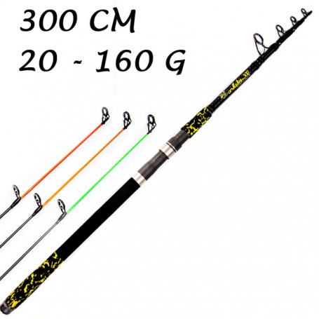 UDOCHKA "BUMBLEBEE" Telescopic Light Spinning Carbon Fishing Rod, 3.0m, 3.3m, 3.6m + 3 Tips, CARP Feeder Rod