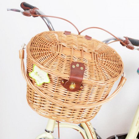 Wicker Child Bicycle Basket With Top Outdoor Bicycle Basket Environmentally Friendly Rattan Willow Hand Woven Basket