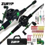 ZURYP 1.8m-2.7m Telescopic Casting Fishing set Portable Ultralight Rod and Spinning rod Combo baitcasting rod full Travel set