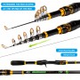 Proberos Telescopic Rod and Reel Kit 2.1 Carbon Fiber Fishing Rod 7.2:1 Gear Ratio Baitcasting Reel Line Lures Hooks Bag Combo