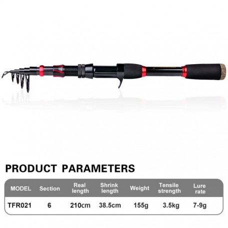 VALHALLA  Fishing Rod & Reel Set 7.2:1 High Speed Baitcasting Reel 2.1M Carbon Fiber Telescopic Rod Combo Bag Line Bait Hook Kit