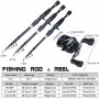 Sougayilang 1.8-2.4m Fishing Rod Reel Combos Fishing Rod and 12+1BB Casting Reel Fishing Carrier Bag Case Fishing Accessories