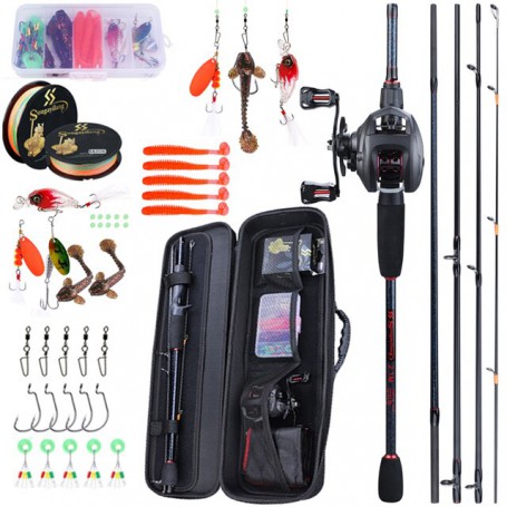 Sougayilang Portable Travel Fishing Combo 1.8-2.4m Casting Fishing Rod and 12+1BB Reel Combo Fishing Line Lures Bag Accessories
