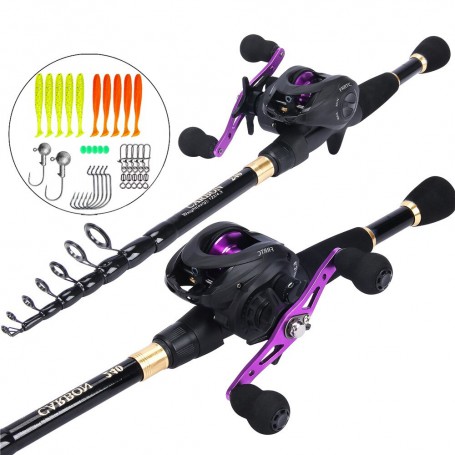 Fishing Rod Reel Lure Set Fishing Combos with Max 8KG Baitcasting Freshwater Fishing