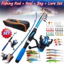 NEW Fishing rod Full Kits with 1.2M Telescopic Sea and Spinning Reel Baits Lure Set Travel Fishing Gear Accessories Bag Beginner