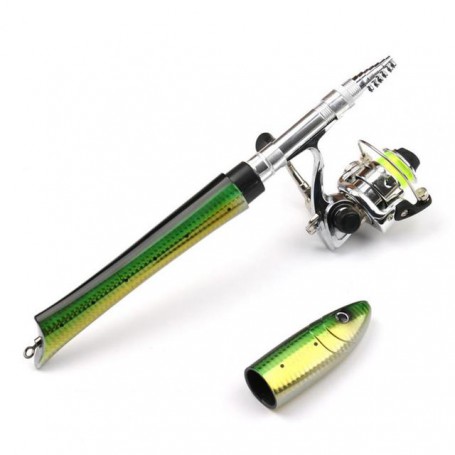 Fishing Rod Telescopic Rod Portable Mini Fish Shape Telescopic Fishing Rod Spinning Casting Reel Kits Fishing Equipment