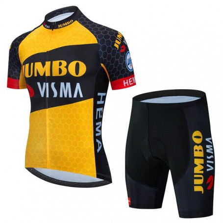 Team JUMBO VISMA Cycling Jersey Set 19D Bike Shorts Set MTB Ropa Ciclismo Mens Short Sleeve Bicycle Shirts Maillot Clothing