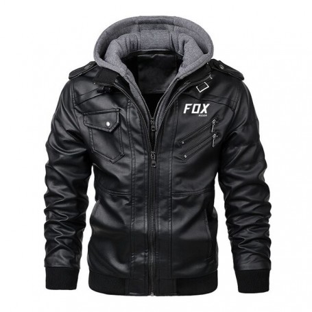 2022 Autumn Winter Men Motorcycle Leather Jacket  for RiderFox Windbreaker Hooded Jackets Male Outwear Warm Biker PU Jackets KO