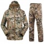 Hiking Jackets Outdoor Softshell Windbreaker Waterproof Camouflage Flight Military Tactical Hooded Fleece Rain Jacket + Pants