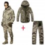 Fishing Suit Men Waterproof Windproof Fleece Jackets Outdoor Soft Shell Hiking Hunting Tactical Military Jacket+Pants Clothing