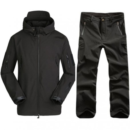 Fishing Suit Men Waterproof Windproof Fleece Jackets Outdoor Soft Shell Hiking Hunting Tactical Military Jacket+Pants Clothing