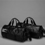 Men Gym Fitness Bag Large Sport Training Bag Outdoor Black PU Handbag Travel Luggage Duffle Bag with Shoe Compartment