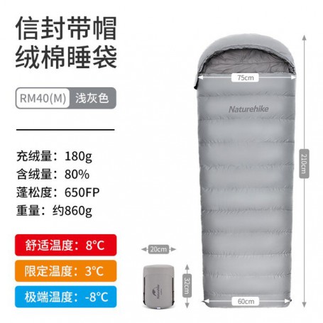 Naturehike 2022 New Down Cotton Envelope Sleeping Bag Outdoor Camping Warm Waterrepellent Tent Sleeping Bag Spliced Sleeping Bag