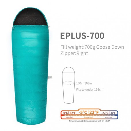 AEGISMAX Eplus700 -5 Degree 800FP Goose Down Sleeping Bag Ultralight Outdoor Camping Hiking Sleeping B