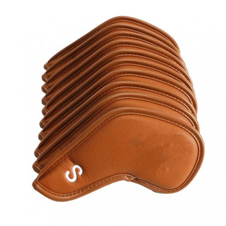 10pcs/set Golf Club Head Cover PU Leather Golf Iron Cover Golf Iron Head Protection Sleeve Wedge Cover Golf Accessories