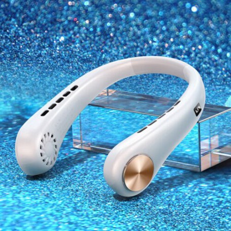 Mini Fan Neckband Bladeless Lazy Neck Hanging Cooler USB Rechargeable Power Digital Display