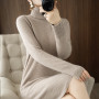 Wool Dress Wild Thick Knit Turtleneck Sweater Women's Base Shirt Large Size Cashmere Pullover Long Skirt