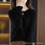 Women Clothes Solid Round Neck Sweater Jumper Long-sleeved Knitted Pullovers Shirt Female Tops