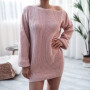 Knitted Sweater For Women Long Sleeve Mini Sweater Dress Ladies Casual Elegant Solid Loose Pullover