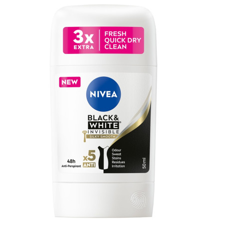 Black&White Invisible Silky Smooth antyperspirant w sztyfcie 50m