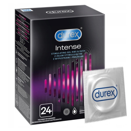 Durex prezerwatywy Intense 24 szt z wypustkami prążkami żel s