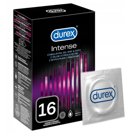 Durex prezerwatywy Intense 16 szt z wypustkami prążkami żel s