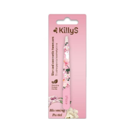 Blooming Pastel Slanted Cosmetic Tweezers skośna prosta pęseta
