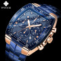 WWOOR Men Chronograph Sport Watches For Men Fashion Square Top Brand Luxury Stainless Steel Waterproof Quartz Watch Reloj Hombre