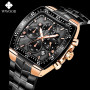 Reloj Hombre WWOOR 2021 New Mens Watches Black Stainless Steel Sports Chronograph Luxury Quartz Wristwatch Waterproof Clock Male
