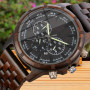 Men's Wood Watches,Multi-function Quartz Wristwatches,chronograph Luminous Men's Retro Watch 24-hour Clock,Wooden Watch for Men