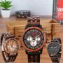 Men's Wood Watches,Multi-function Quartz Wristwatches,chronograph Luminous Men's Retro Watch 24-hour Clock,Wooden Watch for Men