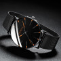 Minimalist Men's Fashion Ultra Thin Watches Simple Business Stainless Steel Mesh Belt Quartz Watch