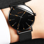 Minimalist Men's Fashion Ultra Thin Watches Simple Business Stainless Steel Mesh Belt Quartz Watch