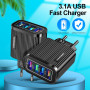 Phone Charger 4 Port USB Fast Mobile Phone Charger Adapter 5V 3A For Iphone Samsung Huawei Xiaomi Quick Charging Power Source