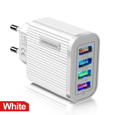 Phone Charger 4 Port USB Fast Mobile Phone Charger Adapter 5V 3A For Iphone Samsung Huawei Xiaomi Quick Charging Power Source