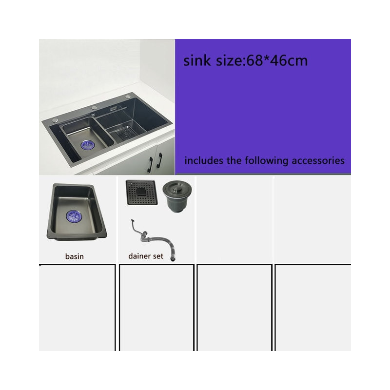 Matte Black Nano Kitchen Sink Above Mount Washing Basin with chopping