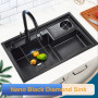 New Black Nanometer 304 Stainless Steel Waterfall Kitchen Sink 3MM Thickness Large Single Slot Above Mount Waterfall Faucet