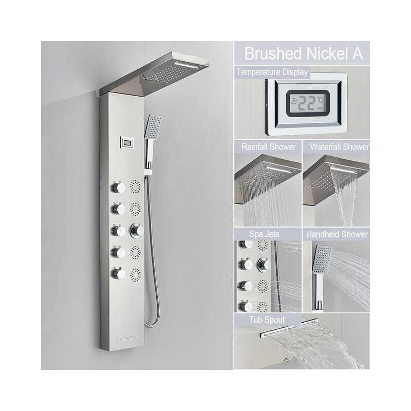 MYQualife Shower Panel Waterfall Rain Shower Faucet Set SPA Massage Jet