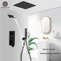 Waterfall Matte Black Bathroom Shower Faucet Black Digital Shower Faucets Set Rainfall Shower Head Digital Display Mixer Tap