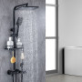 【Ships From：Ru】bathroom shower system copper black button thermostatic shower set 4-speed pressurized hand-held rain shower