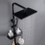 【Ships From：Ru】bathroom shower system copper black button thermostatic shower set 4-speed pressurized hand-held rain shower