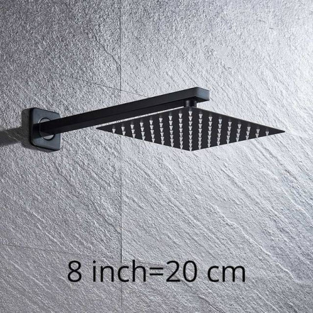 Matte Black Shower Head 8/10/12 inch Rainfall Ultrathin Shower Head With Shower Arm Bathroom Shower Accessories Wall Mounted