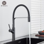 Matte Black Tall Kitchen Sink Faucet Deck Mount Pull Down Brass Kitchen Faucet Hot&Cold Water Mixer Tap Single Handle Mixer